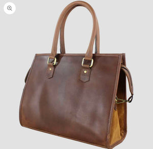 Abigail Snaffle Bag in Leather and Suede