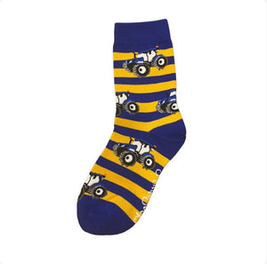 Shuttle socks Mustard and Navy Kids Tractor Socks