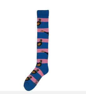 Shuttle socks Pink & Blue Long Pheasant Welly Socks