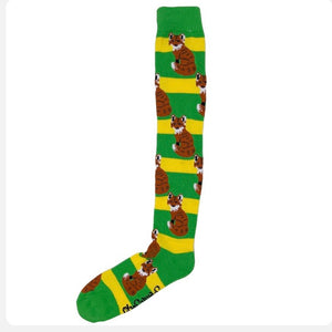 Shuttle socks Green & Yellow Long Fox Welly Socks