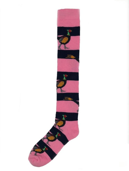 Shuttle socks Pink & Navy Long Pheasant Welly Socks
