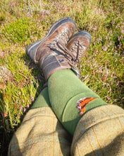 Load image into Gallery viewer, Shuttle socks Green &amp; Orange Grouse Shooting / Walking Socks
