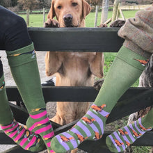 Load image into Gallery viewer, Shuttle socks Green &amp; Pink Pheasant Shooting / Walking Socks
