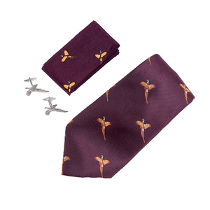 Tie, Hanky and Cufflinks Gift Set Pheasant