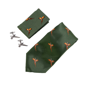 Tie, Hanky and Cufflinks Gift Set Pheasant