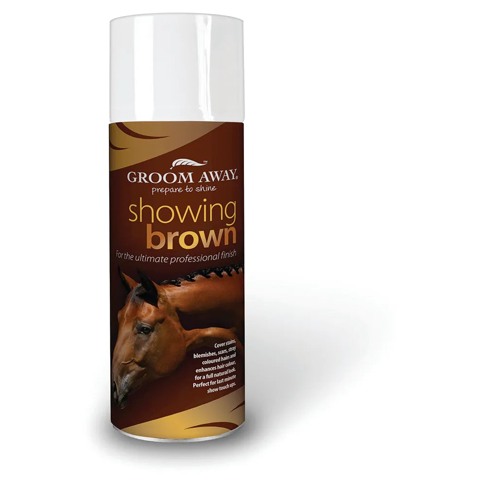 Groom away showing brown spray