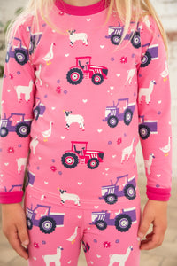 Lighthouse pyjamas pink tractor print
