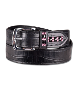 Leather belt with crystals