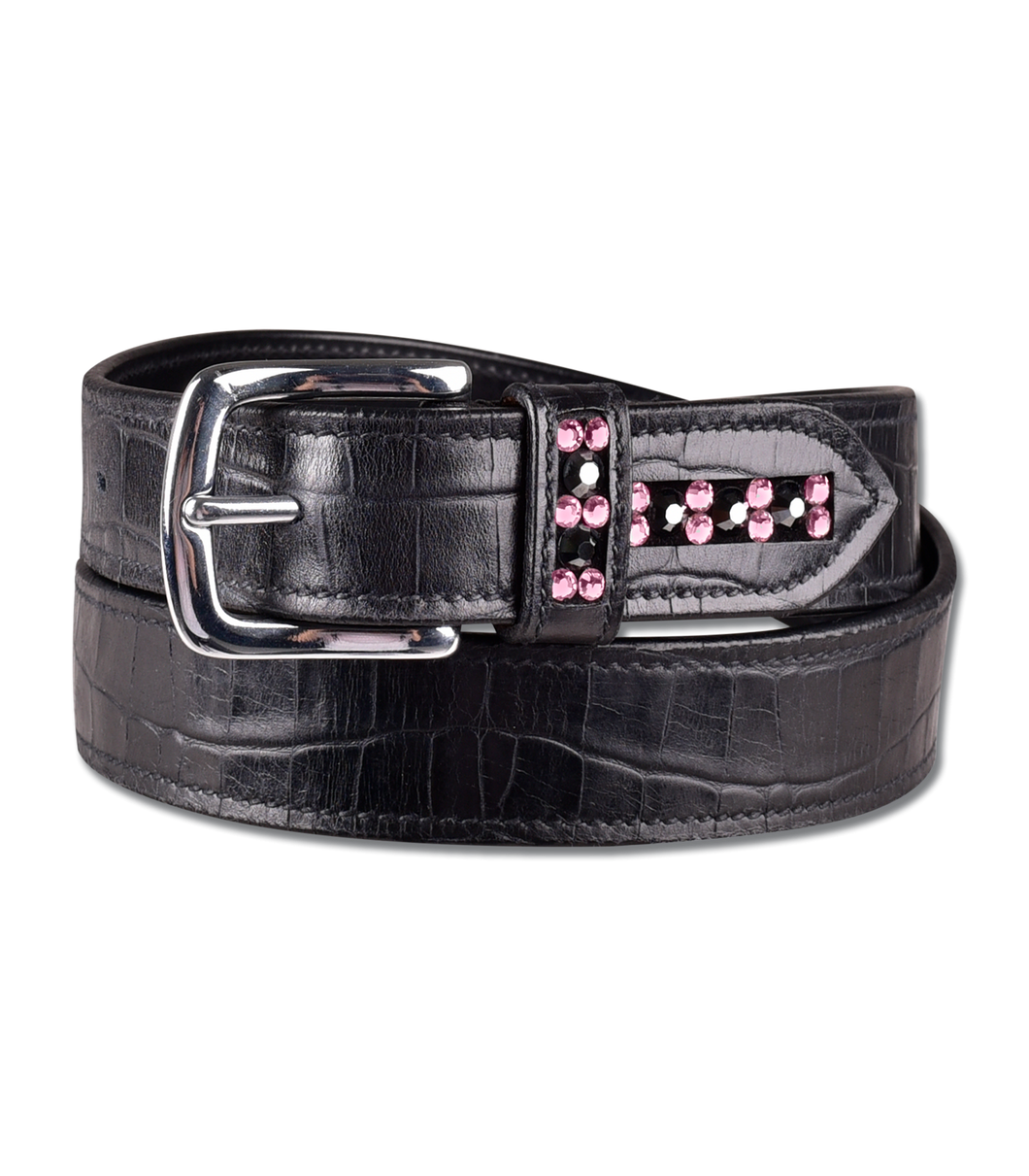 Leather belt with crystals